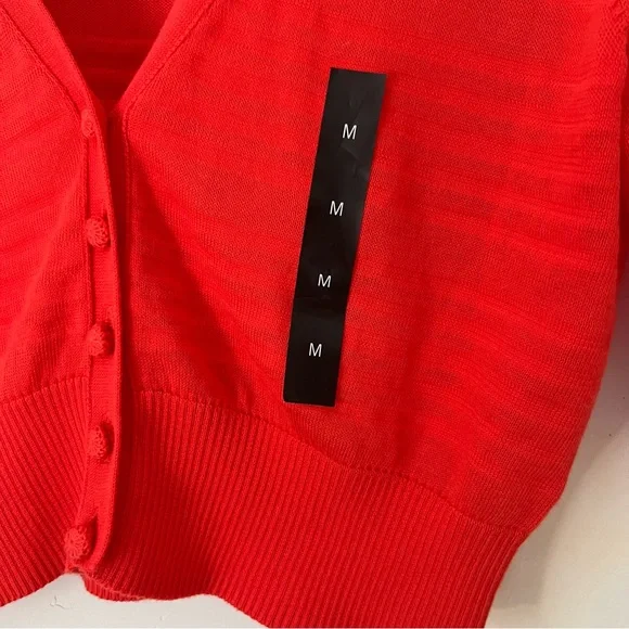 BANANA REPUBLIC Tomato Red Button-Up Cropped Cardigan NWT - Picture 4 of 4